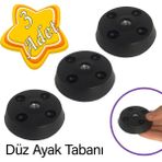 Glaswen 3 Adet Düz Ayak Tabanı Siyah Mobilya Masa Sehpa Ayağı Bağlantı Aparatı Plastik
