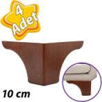 GLASWEN 4 Adet Açelya 10 Cm Ceviz Ahşap Desenli Lüx Mobilya Kanepe Sehpa Ünite Koltuk Ayağı Plastik Baza Ayak
