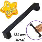 Glaswen 4 Adet Bihter Desenli Kulp 128 mm Siyah Mutfak Kulpu Çekmece Dolap Kapak Kulbu Metal Mobilya Dolabı