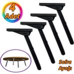 Glaswen 4 Adet Katlanabilir Siyah Yer Sofra Ayağı Katlanır Yer Sofrası Sini Altı Plastik Ayak 22 cm