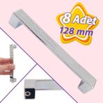 Glaswen 8 Adet Bihter Desenli Kulp 128 mm Krom Mutfak Kulbu Çekmece Dolap Kapak Kulbu Metal