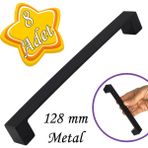 Glaswen 8 Adet Bihter Düz Kulp 128 mm Siyah Mutfak Kulpu Çekmece Dolap Kapak Kulbu Metal Mobilya Dolabı Kulpları