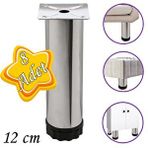 Glaswen 8 Adet Metal Ayarlanabilir 12 cm Krom Destek Ayağı Mobilya Kanepe Baza Koltuk Dolap Sehpa Tv Ünitesi Ayağı