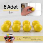 Glaswen 8 Adet Sert Plastik Düğme Yuvarlak Top Sarı Dolap Mobilya Mutfak Dolabı Çekmece Kulbu Kulpu Kulplar