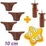 GLASWEN Açelya 6'lı Set 10 Cm Ceviz Mobilya Ünite Çekyat Koltuk Kanepe Ayağı 9.5 X 14.5 Cm Ayarlı M8 Destek Baza Ayak