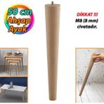 Glaswen Ahşap Ayak 50 cm Masa Zigon Sehpa Tv Ünitesi Puf Tabure Ayağı Ayakları Konik M8 Civatalı - Ahşap Rengi