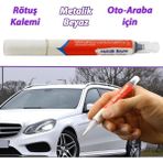 Glaswen Araç Oto Rötuş Kalemi 5 ml Kaporta Tampon Çizik Giderici Fırça Metalik Beyaz Renk Boya Kalemi