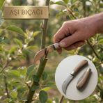Glaswen Aşı Bıçağı Eğri Uçlu Ara Çakı Bağ Bıçağı Paslanmaz Çelik Ahşap Saplı Katlanır Bıçak 21 cm - Renkli