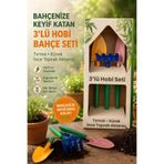 GLASWEN Hobi 3'lü Set Çapa Tırmık Metal Bahçe Tarla Çim Peyzaj Bitki Çiçek Ekme Toprak İşleme Küreği Küçük