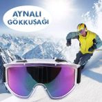 Glaswen Kayak Gözlüğü Aynalı Gökkuşağı Ventilli Güneş Kar Koruyucu Gözlük Uv Korumalı Snowboard Glasses Gözlük - 150 cm - Renkli