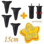 GLASWEN Serdivan 6'lı Set Mobilya Tv Ünitesi Çekyat Koltuk Kanepe Ayarlı M8 Destek Ayağı 15 Cm Siyah Baza Ayak