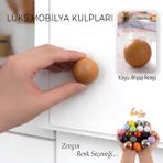Glaswen Sert Plastik Düğme Yuvarlak Top Koyu Ahşap Rengi Dolap Mobilya Mutfak Dolabı Çekmece Kulbu Kulpu Kulplar - Koyu Kahve