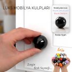 Glaswen Sert Plastik Düğme Yuvarlak Top Parlak Siyah Dolap Mobilya Mutfak Dolabı Çekmece Kulbu Kulpu Kulplar