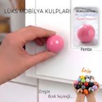 Glaswen Sert Plastik Düğme Yuvarlak Top Pembe Dolap Mobilya Mutfak Dolabı Çekmece Kulbu Kulpu Kulplar
