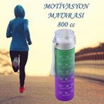 GLASWEN Su Matara Suluk Motivasyon Matarası Pipetsiz Su Şişesi Sporcu Suluğu Çift Renk Sızdırmaz 800 Cc(evelyn)