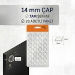 GLASWEN Yapışkanlı Cam Tutucu Şeffaf 14 Mm 28'li Mobilya Raf Ses Tutucu