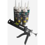 Glax Tools 5 Adet Strafor Stropiyer Kartonpiyer Duvar Paneli Süpürgelik Yapıştırıcı + Tabanca - Beyaz