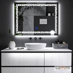 Gleamira Led'li Lazer Kumlamalı Lavabo & Banyo Aynası (Dokunmatik Sensörlü) beyaz ledli 80 x 60