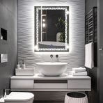 Gleamira Vertical Led'li Lazer Kumlamalı Lavabo & Banyo Aynası (Dokunmatik Sensörlü) beyaz ledli 100 x 75