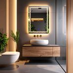 Gleamira Vertical Led'li Lazer Kumlamalı Lavabo & Banyo Aynası (Dokunmatik Sensörlü) günışığı ledli 80 x 60