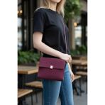 Glemix Nerasy Bordo Süet Vintage Tasarım Kadın Omuz Çantası
