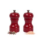 Glios Koyu Kırmızı Ahşap Tuz Ve Karabiber El Değirmeni Öğütücü Grinder 2 Adet 10 Cm