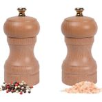 Glios Natürel Ahşap Tuz ve Karabiber El Değirmeni Öğütücü Grinder 2 Adet 10 cm - Çok Renkli