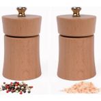 Glios Natürel Ahşap Tuz ve Karabiber El Değirmeni Öğütücü Grinder 2 Adet 8 cm - Çok Renkli