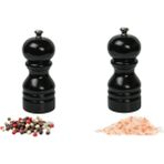 Glios Siyah Ahşap Tuz ve Karabiber El Değirmeni Öğütücü Grinder 2 Adet 12 cm