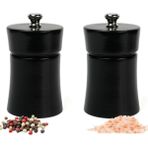 Glios Siyah Ahşap Tuz ve Karabiber El Değirmeni Öğütücü Grinder 2 Adet 8 cm