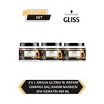 Gliss 4’ü 1 Arada Saç Bakım Maskesi 400 ml x3 | Onarıcı, Yapılandırıcı, Kırık Karşıtı Yoğun Bakım Formülü