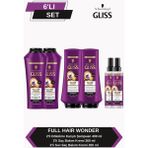 Gliss Full Hair Wonder Dökülme Karşıtı Saç Bakım Seti 400ML X2 Şampuan + 360ML X2 Saç Kremi + 200 ml X2 Sıvı Krem