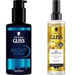 GLISS Night Elixir Nemlendirici Gece Bakım Serumu, 100 ml + Gliss Oil Nutritive Sıvı Saç Bakım Kremi 200 ml