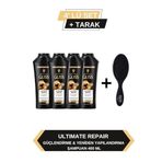 Gliss Ultimate Repair Şampuan 400ml, 4'lü Set, Tarak Hediyeli