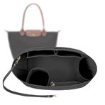 Gliterra Düzenleyici M Longchamp çanta, çanta düzenleyici, Le Pliage M için, 9 bölmeli ve anahtar zincirli, birinci sınıf keçeden (siyah M)