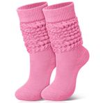 Glitopper Slouch Çorap Slouchy Çorap Paketi Diz Yüksek Scrunch Çorap 80s 90s Çorap Pamuk Yığılmış Çorap Çizme Çorap, Pembe, 42 EU