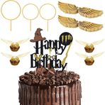 Glitter Magier Pasta Dekorasyonu 11. Doğum Günü, 54 Adet Sihirbaz Kek Süsü 11. Doğum Günü, Golden Snitch Wings Çikolatalı Kek Süsü Doğum Günü, Çocuk Doğum Günü Parti Pasta Dekorasyonu, Sihirli Temalı