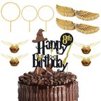 Glitter Magier Pasta Dekorasyonu 8. Doğum Günü, 54 Adet Sihirbaz Kek Süsü 8. Doğum Günü, Golden Snitch Wings Çikolatalı Kek Süsü Doğum Günleri, Çocuk Doğum Günü Partisi Pasta Dekorasyonu, Sihirli Tema