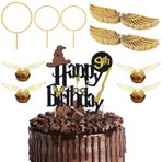 Glitter Magier Pasta Dekorasyonu 9. Doğum Günü, 54 Adet Sihirbaz Kek Süsü 9. Doğum Günü, Golden Snitch Wings Çikolata Kek Süsü Doğum Günü, Çocuk Doğum Günü Parti Pasta Dekorasyonu, Sihirli Tema Parti