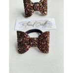 Glitter Payet Parlak Fiyonk 2’li Lastik Toka - Standart - Kahve