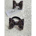 Glitter Payet Parlak Fiyonk 2’li Lastik Toka - Standart - Siyah - Beyaz - Gri