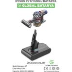 Global Batarya Dyson V7 Uyumlu Dikey Süpürge Bataryası 3000mah 21.6v Li-Ion Pil