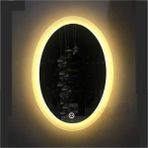 Global Led Mirror 40X60 cm Kumlamalı Dokunmatik Tuşlu Ledli Elips Ayna Duvar Salon Banyo Wc Ofis Yatak Odası Boy Ledli Ayna - Renkli