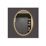 GLOBAL LED MIRROR 50x70 Cm Elips Ledli Ayna Antrasit Dresuar Hol Koridor Duvar Salon Banyo Wc Ofis Çocuk Yatak Odası B