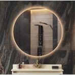 Global Led Mirror 60 cm Yuvarlak Ledli Ayna Antrasit Dresuar Hol Koridor Duvar Salon Banyo Wc Ofis Çocuk Yatak Odası Boy