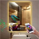 Global Led Mirror 60X70 cm Bluetoothlu Dokunmatik Tuşlu Buğu Çözücü 60x70 cm Ledli Banyo Aynası
