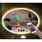 Global Led Mirror 65X85 cm Bluetoothlu Dokunmatik Tuşlu Buğu Çözücü Ledli Elips Banyo Aynası - 65 x 85 cm