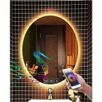 Global Led Mirror 65X85 cm Müzik Çalarlı Dokunmatik Tuşlu Buğu Yapmayan Ledli Elips Banyo Aynası - 65 x 85 cm