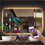 Global Led Mirror 65X90 cm Bluetoothlu Dokunmatik Tuşlu Buğu Çözücü Ledli Banyo Aynası - 65 x 90 cm
