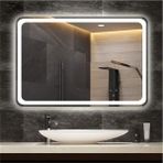 Global Led Mirror 65X90 cm Kumlamalı Ledli Ayna Duvar Salon Banyo Wc Ofis Yatak Odası Boy Ledli Ayna